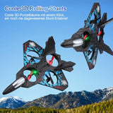 RC Fighter Plane (Easy Fly Toy with LED Lights & USB Charging)
