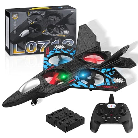 RC Fighter Plane (Easy Fly Toy with LED Lights & USB Charging)