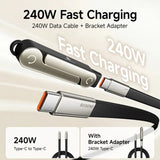 240W SuperCharge 360° Rotating Invisible Stand Detachable 2-in-1 Charging Cable