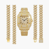 Luxury Gold Watch Necklace And Bracelet Set