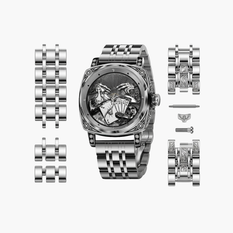 Skeleton Automatic Watch Stainless Steel Strap, Elegant Timepiece for Men, Luxury Watch