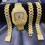 Luxury Gold Watch Necklace And Bracelet Set